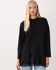 ASOS DESIGN ASOS DESIGN long sleeve lace trim long T-shirt in black - 1