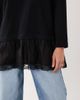 ASOS DESIGN ASOS DESIGN long sleeve lace trim long T-shirt in black - 3
