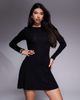 ASOS DESIGN ASOS DESIGN long sleeve mini dress with open back in black - 1