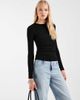 ASOS DESIGN ASOS DESIGN long sleeve overlay wrap top in black - 1