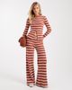 ASOS DESIGN ASOS DESIGN long sleeve ribbed cardigan in rust and white stripe - part of a set-Multi - 4