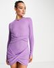 ASOS DESIGN ASOS DESIGN long sleeve ribbed mini dress with wrap front detail in purple - 3