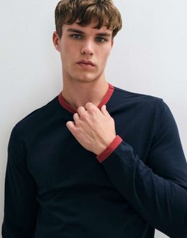 ASOS DESIGN ASOS DESIGN long sleeve ringer top in navy