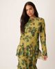 ASOS DESIGN ASOS DESIGN long sleeve ruffle chiffon maxi dress in green floral-Multi - 2