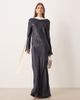 ASOS DESIGN ASOS DESIGN long sleeve satin maxi dress with scarf in tbc-Multi - 1