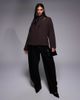 ASOS DESIGN ASOS DESIGN long sleeve scarf detail top in brown-Gray - 2