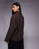 ASOS DESIGN ASOS DESIGN long sleeve scarf detail top in brown-Gray - 4