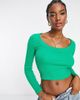 ASOS DESIGN ASOS DESIGN long sleeve scoop neck rib top in bright green - 4