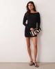 ASOS DESIGN ASOS DESIGN long sleeve slash neck mini dress with asymmetric ruched side in black - 2