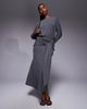 ASOS DESIGN ASOS DESIGN long sleeve slash neck tie blouson front maxi dress in charcoal-Gray - 1