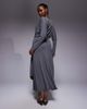ASOS DESIGN ASOS DESIGN long sleeve slash neck tie blouson front maxi dress in charcoal-Gray - 3