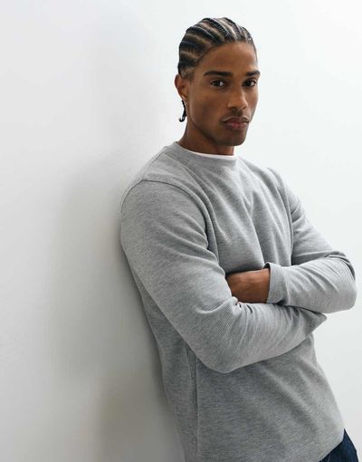 ASOS DESIGN ASOS DESIGN long sleeve t-shirt in gray heather waffle