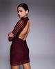 ASOS DESIGN ASOS DESIGN long sleeve textured mini dress in dark cherry - 1