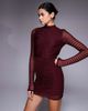 ASOS DESIGN ASOS DESIGN long sleeve textured mini dress in dark cherry - 3