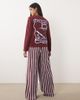 ASOS DESIGN ASOS DESIGN long sleeve top and wide leg pants pajama set with 'less drama more pyjama' graphic-Multi - 4