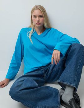 ASOS DESIGN ASOS DESIGN long sleeve v neck t-shirt in turquoise-Blue