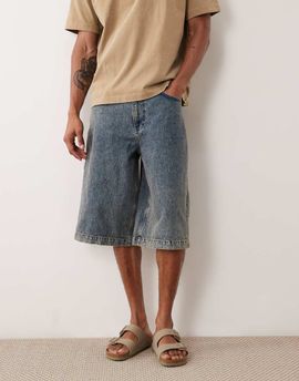 ASOS DESIGN ASOS DESIGN longer length denim jorts in mid wash blue with tint