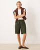 ASOS DESIGN ASOS DESIGN longline boxer shorts in paper touch cotton in khaki-Green - 1