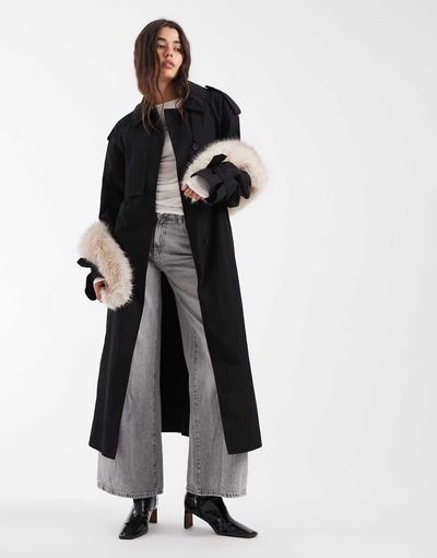 ASOS DESIGN ASOS DESIGN longline oversized trench coat in black