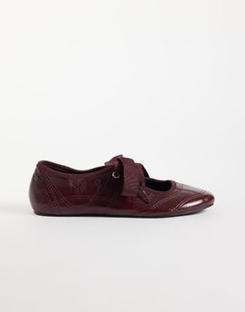ASOS DESIGN ASOS DESIGN Loom lace-up ballet flats in burgundy-Red