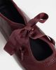 ASOS DESIGN ASOS DESIGN Loom lace-up ballet flats in burgundy-Red - 3