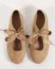 ASOS DESIGN ASOS DESIGN Loom lace-up ballet flats in taupe suedette-Neutral - 3