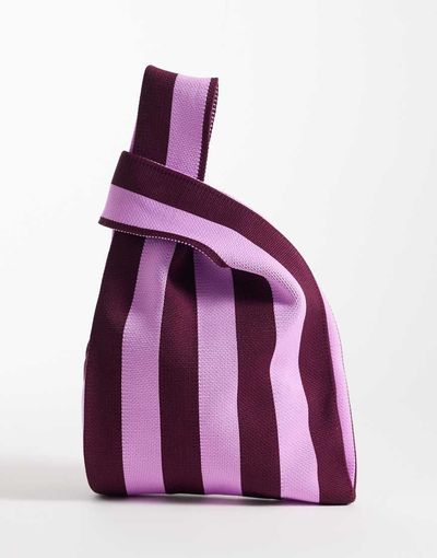 ASOS DESIGN ASOS DESIGN loop through clutch purse in pink and burgundy stripes-Multi