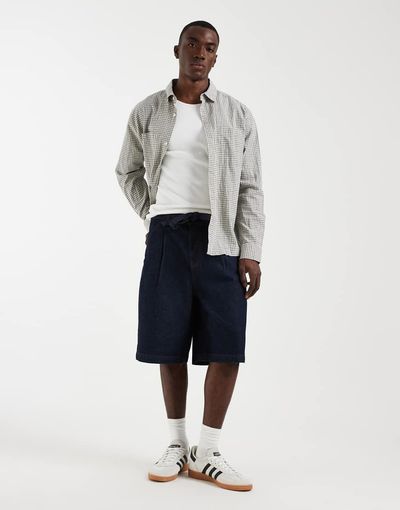 ASOS DESIGN ASOS DESIGN loose denim jorts in raw indigo with contrast stitch-Blue