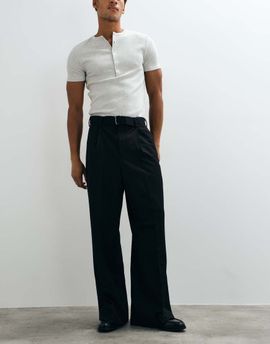 ASOS DESIGN ASOS DESIGN loose leg dress pants with buckle belt in black