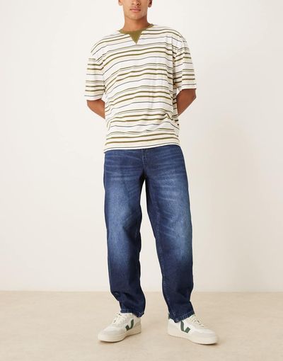 ASOS DESIGN ASOS DESIGN loose straight leg jeans in dark rinse wash-Blue