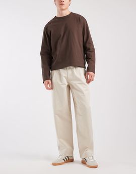 ASOS DESIGN ASOS DESIGN loose straight leg pants with pleats in stone-Neutral