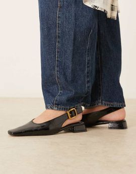 ASOS DESIGN ASOS DESIGN Loretta chisel toe slingback ballet flats in black