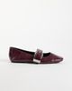 ASOS DESIGN ASOS DESIGN Lotus buckle detail mary jane ballet flats in plum croc-Purple - 1