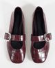 ASOS DESIGN ASOS DESIGN Lotus buckle detail mary jane ballet flats in plum croc-Purple - 3