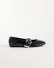 ASOS DESIGN ASOS DESIGN Lotus buckle detail mary jane ballets in black croc - 1