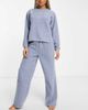 ASOS DESIGN ASOS DESIGN lounge teddy borg sweat & pants set in dusky blue - 2