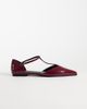 ASOS DESIGN ASOS DESIGN Lover pointed toe t-bar ballet flats in burgundy-Red - 1