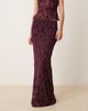 ASOS DESIGN ASOS DESIGN low rise flocked floral maxi skirt in fig-Purple - 2