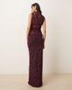 ASOS DESIGN ASOS DESIGN low rise flocked floral maxi skirt in fig-Purple - 4