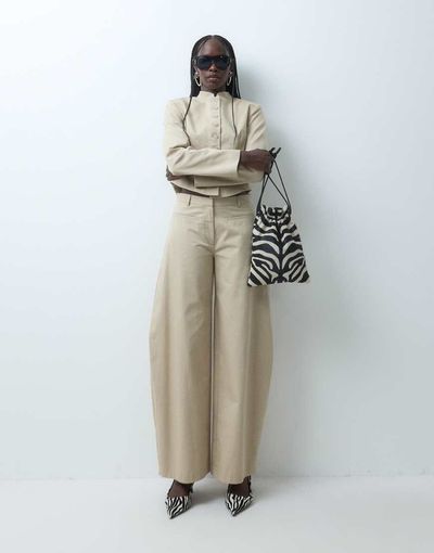 ASOS DESIGN ASOS DESIGN low rise horseshoe leg pants in stone - part of a set-Neutral