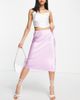 ASOS DESIGN ASOS DESIGN low rise satin bias midi skirt in lilac-Purple - 4