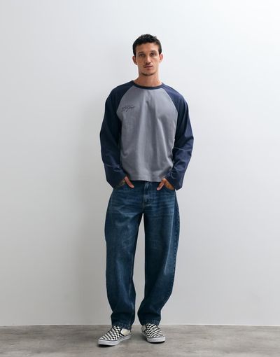 ASOS DESIGN ASOS DESIGN low rise slim barrel jeans in dark wash blue