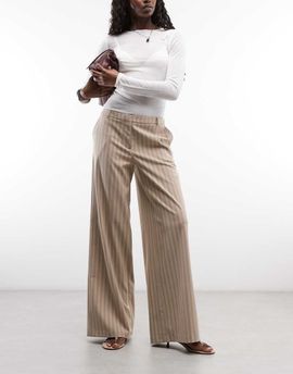 ASOS DESIGN ASOS DESIGN low rise wide leg pants in striped print-No color