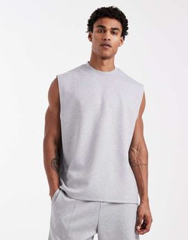 ASOS DESIGN ASOS DESIGN Luxe interlock oversized tank top in heather gray - part of a set