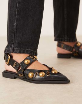 ASOS DESIGN ASOS DESIGN Luxor studded mary jane ballet flats in black