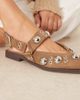 ASOS DESIGN ASOS DESIGN Luxor studded mary jane ballet flats in sand suedette-Neutral - 3