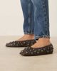 ASOS DESIGN ASOS DESIGN Lyle premium studded scrunch ballet flats in brown leather - 1