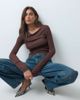 ASOS DESIGN ASOS DESIGN lyocell blend boat neck long sleeve top in chocolate-Brown - 1