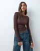 ASOS DESIGN ASOS DESIGN lyocell blend boat neck long sleeve top in chocolate-Brown - 4