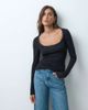 ASOS DESIGN ASOS DESIGN lyocell blend scoop neck long sleeve top in black - 3
